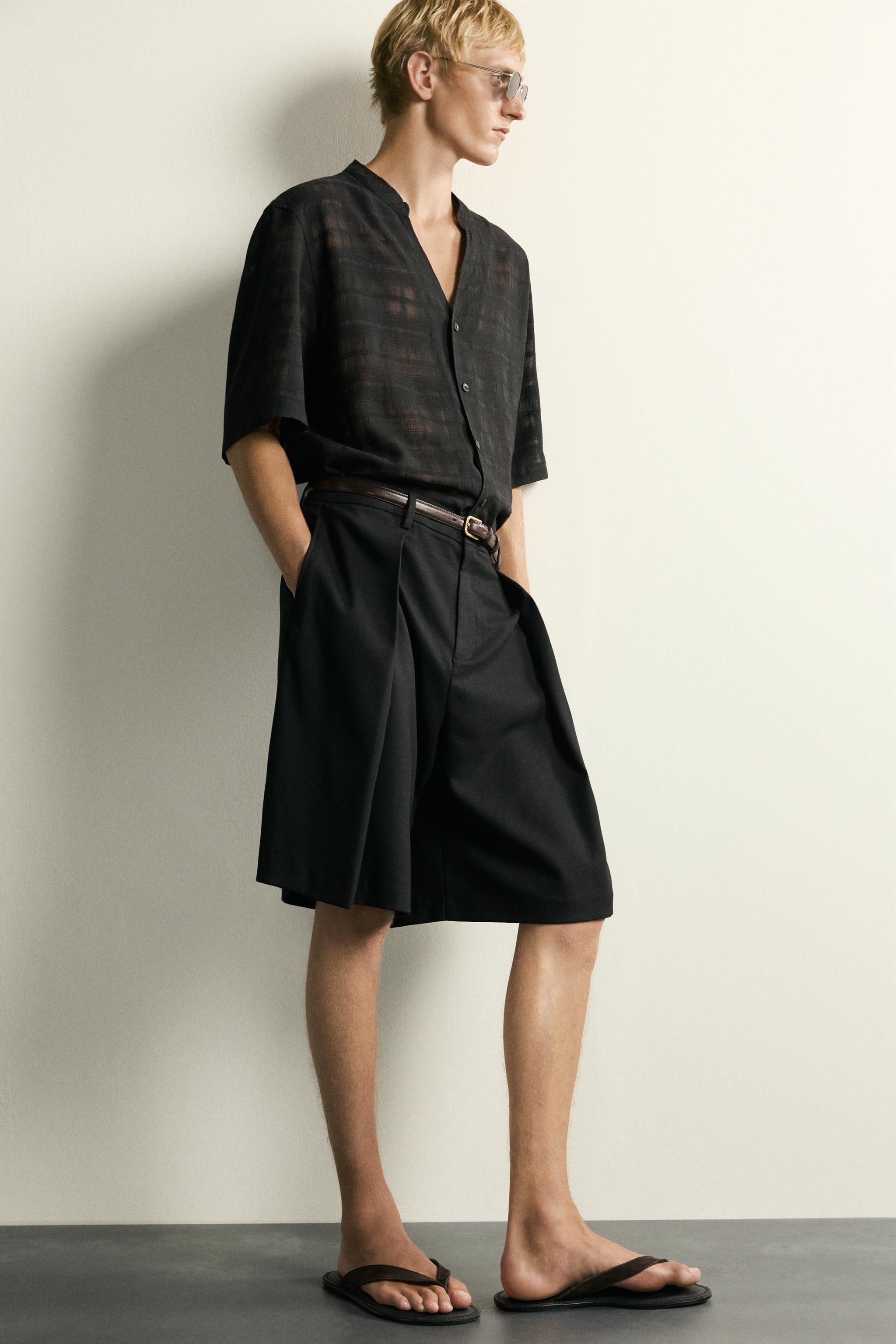 CHEMISE SEMI-TRANSPARENTE JACQUARD À CARREAUX